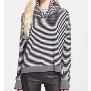 Alice + Olivia Striped Black & White Turtleneck Sweater